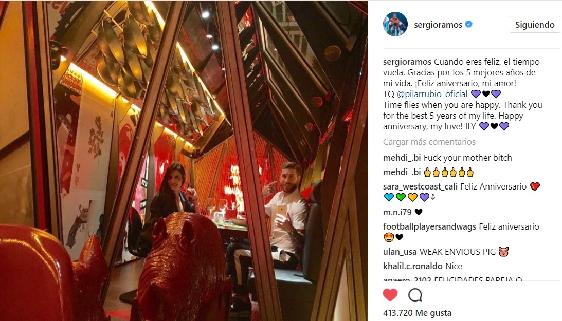Sergio Ramos y Pilar Rubio lucen su amor con un intercambio de mensajes por su quinto aniversario