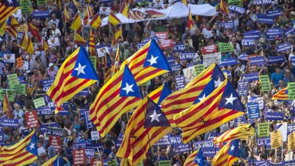 Esteladas en la manifestación contra el terrorismo