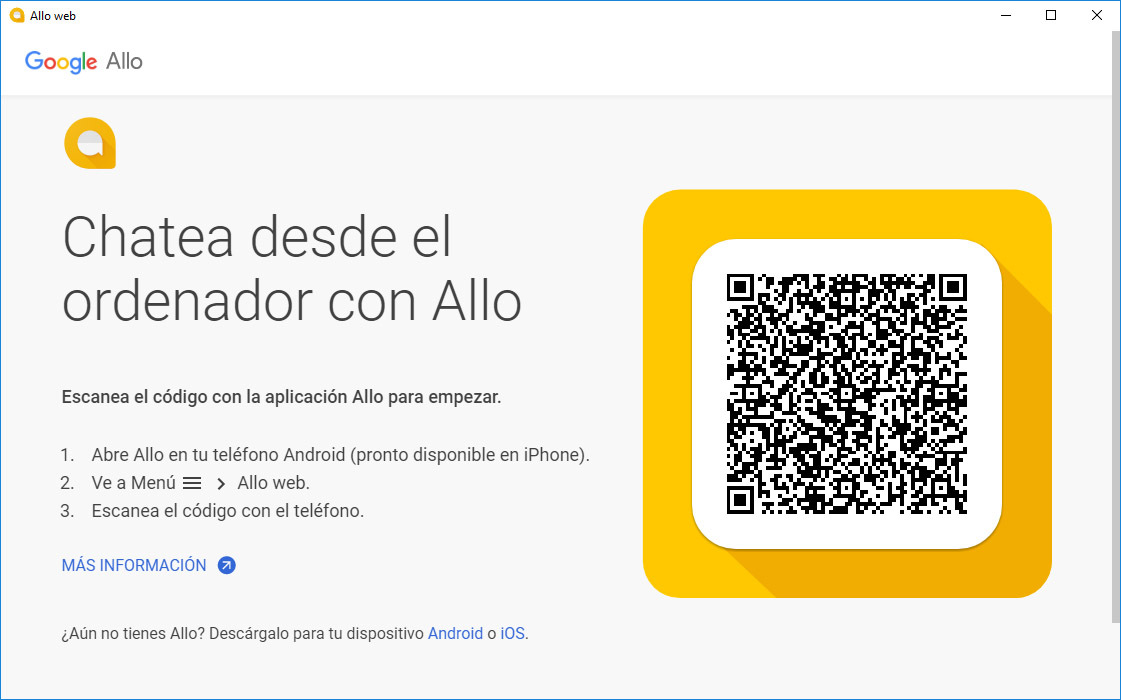 google allo codigo qr aplicacion escritorio