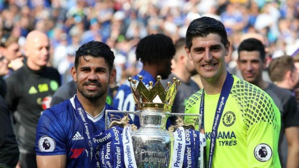 Diego Costa y Courtois celebran la Premier. Foto Twitter (@thibautcourtois)