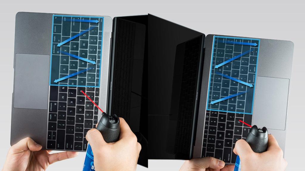 aire limpiar teclado aire comprimido de lado