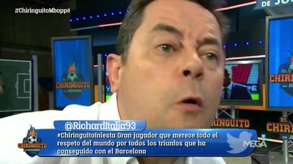 Roncero durante El Chiringuito. Foto: Twitter (@elchiringuitotv)