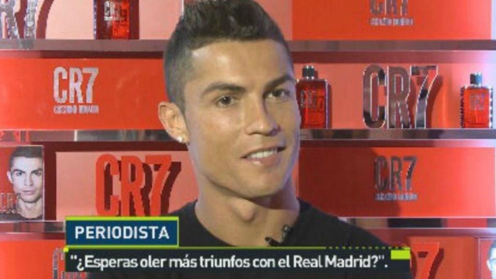 Cristiano en la presentación de su nueva fragancia. Foto. Twitter (@elchiringuitotv)