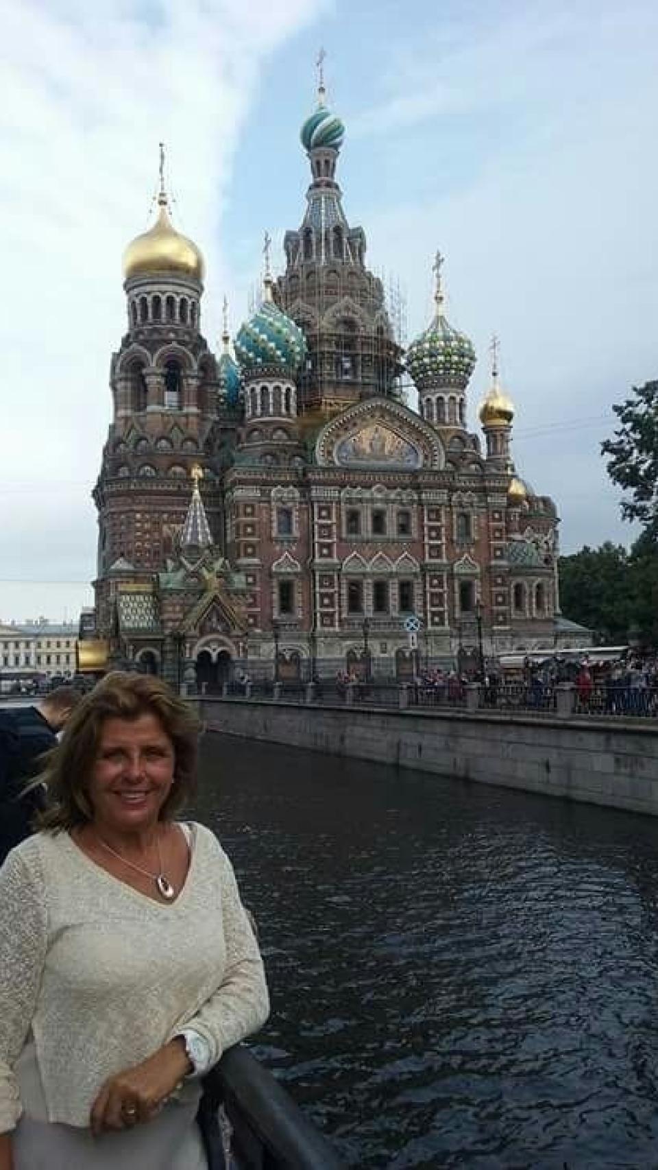 María del Carmen de viaje en Rusia.