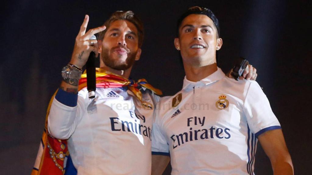 Cristiano y Ramos en Cibeles