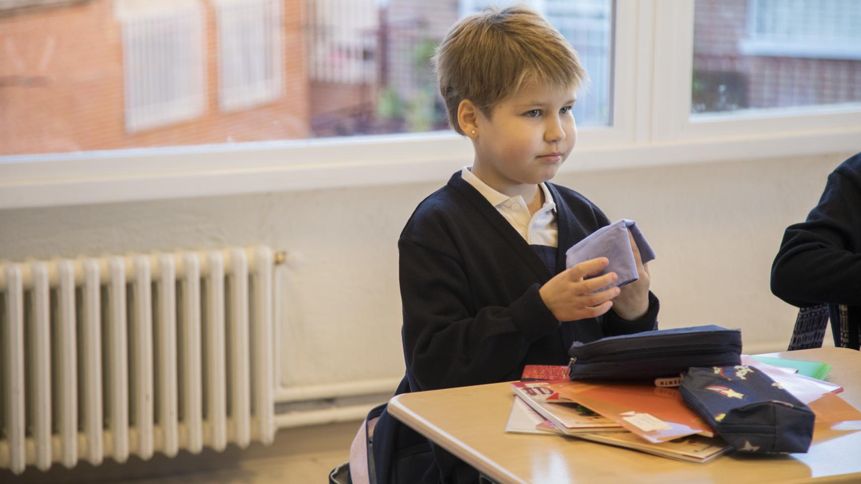 Tifenn en su primer día de colegio este curso 2017