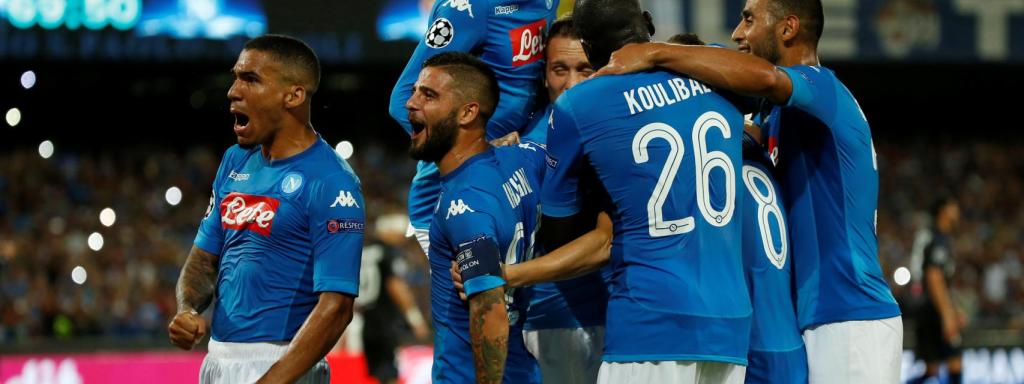 Jugadores del Nápoles, en un partido de la Serie A.