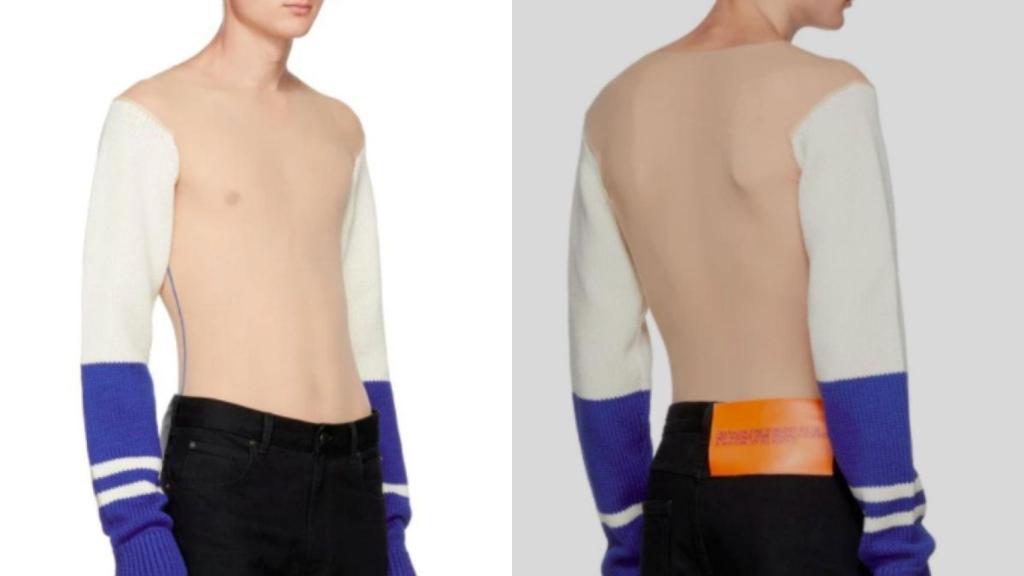 Detalle del jersey transparente con mangas