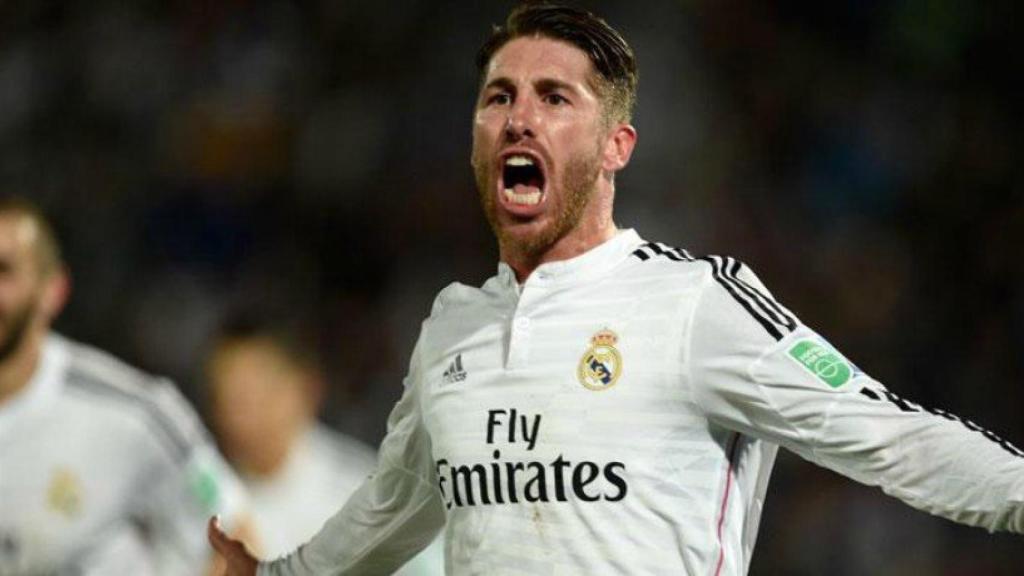 Sergio Ramos celebrando su gol en la Décima.