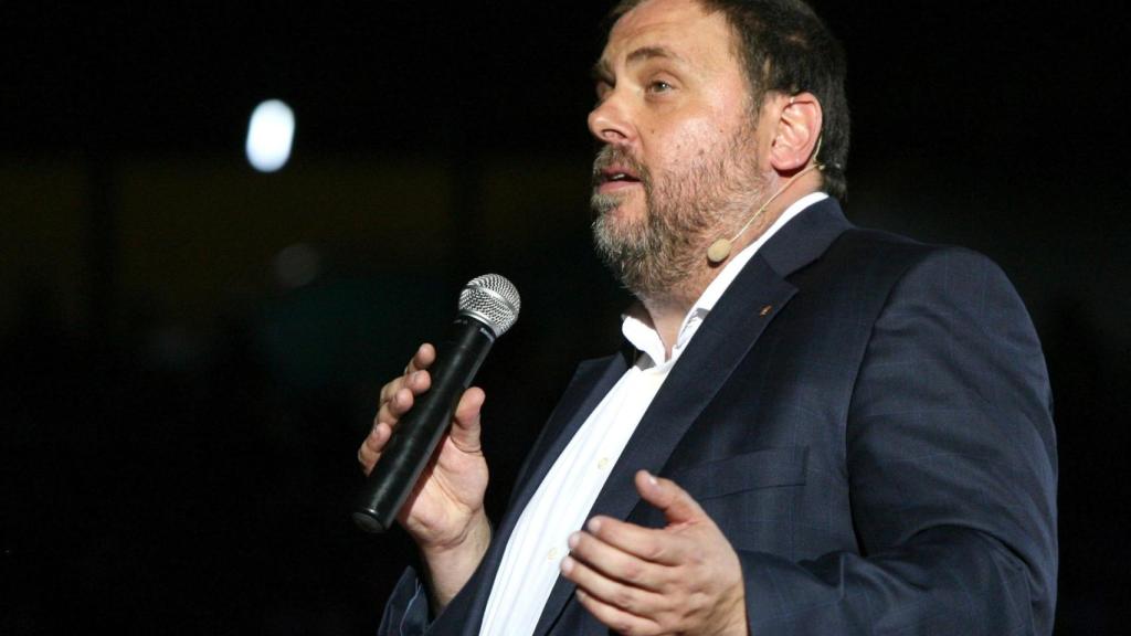 Junqueras, durante su intervención en el acto unitario del independentismo.