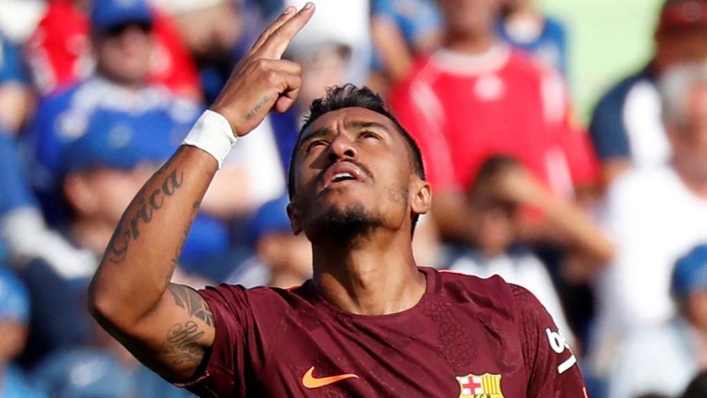 Paulinho celebra su gol ante el Getafe.