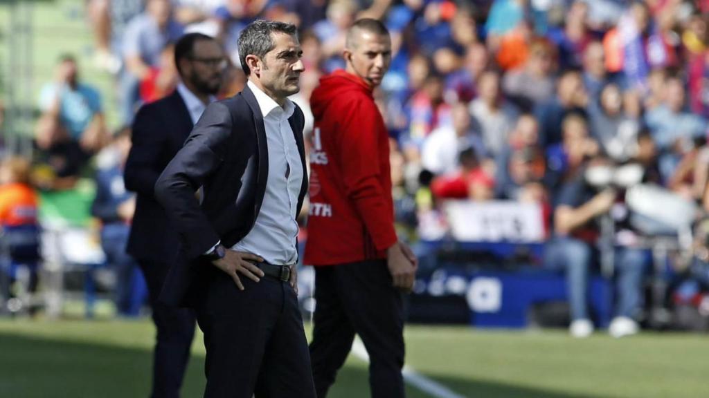 Valverde durante el partido en el Coliseum. Foto: Twitter (@FCBarcelona_es).