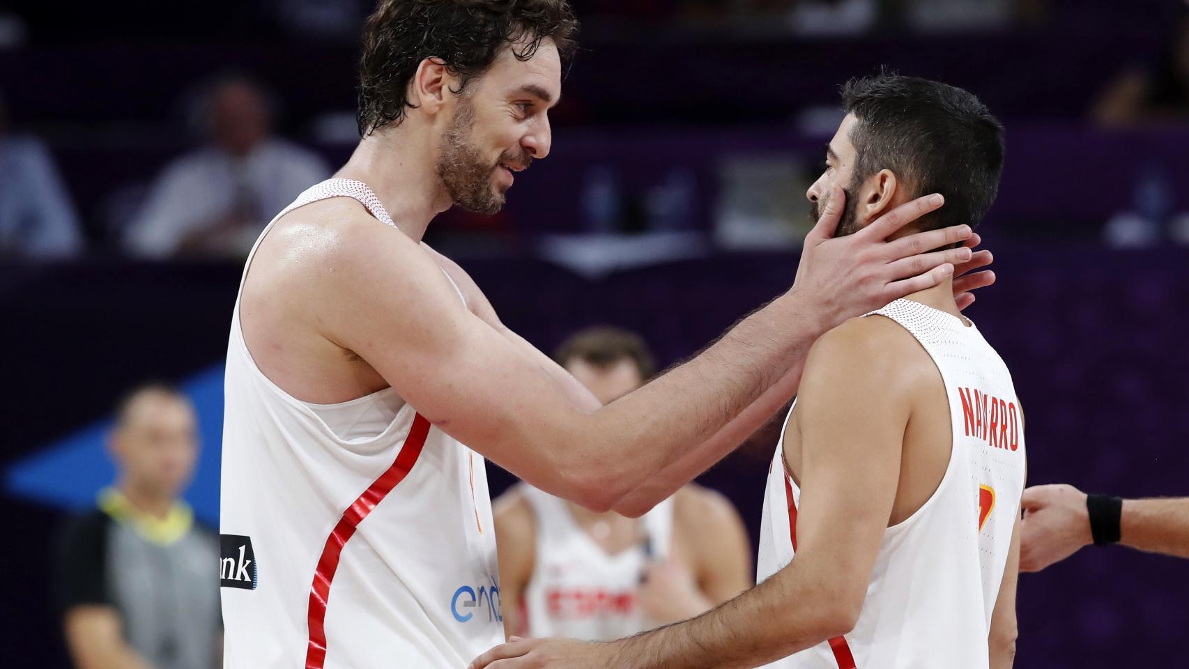 Pau Gasol y Juan Carlos Navarro en el que  posiblemente fue su último partido juntos.