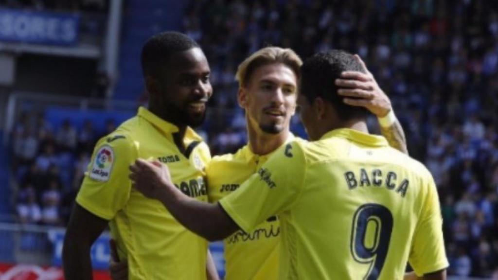 Bakambu, Castillejo y Bacca. Foto: Twitter (@bakambu17).