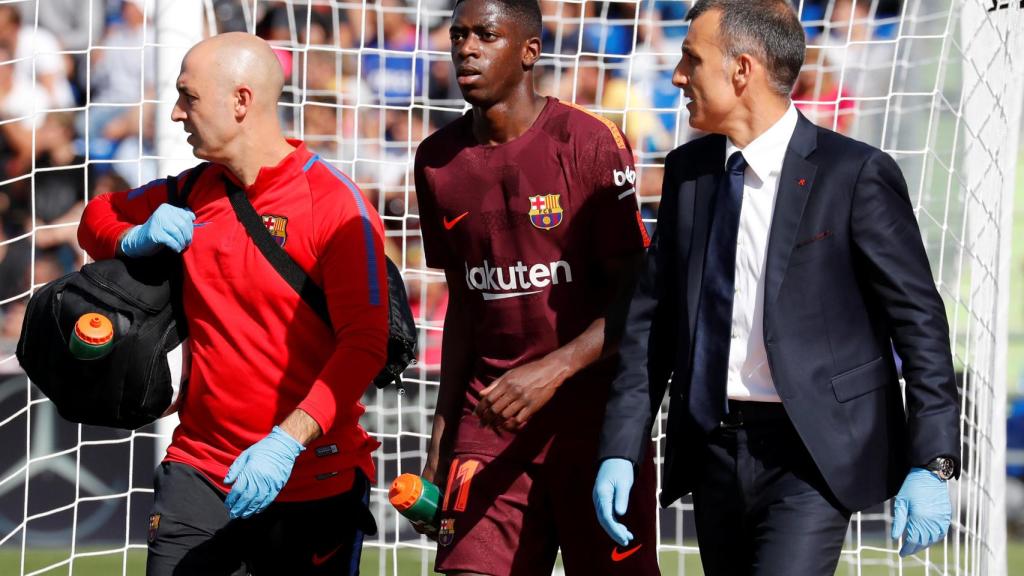 Ousmane Dembélé al retirarse del campo contra el Getafe.
