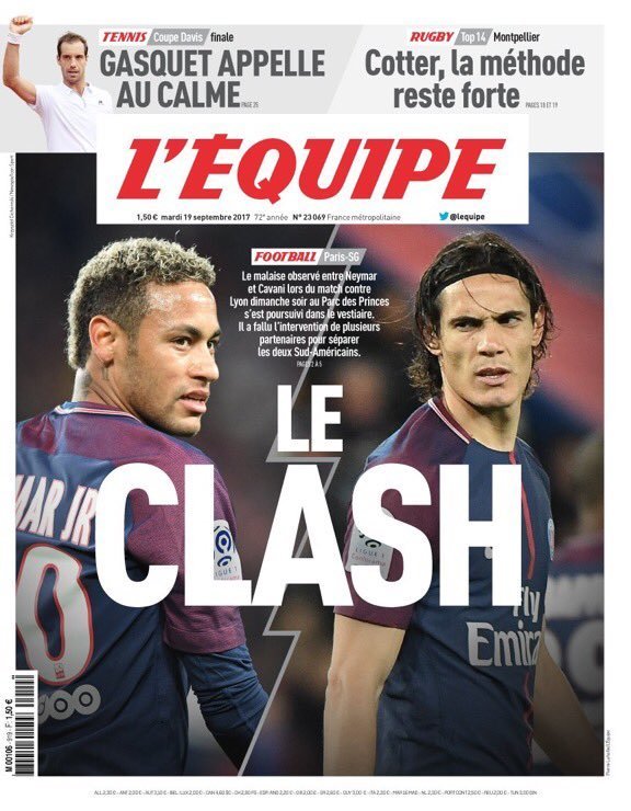 Estalla la guerra en París: Thiago Silva evita una pelea entre Cavani y Neymar