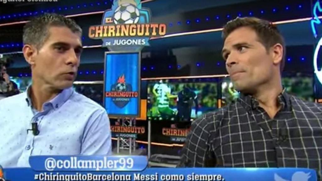 José Luis Sánchez y Quique De Lucas en El Chiringuito. Foto: Twitter (@elchiringuitotv)