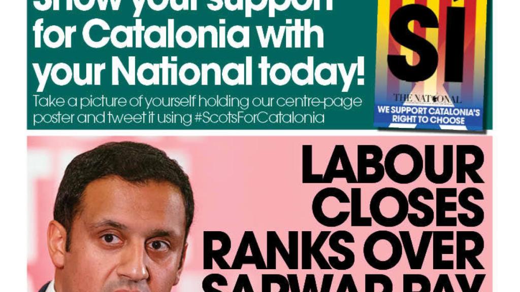 Portada de 'The National' con su apoyo al 1-O.