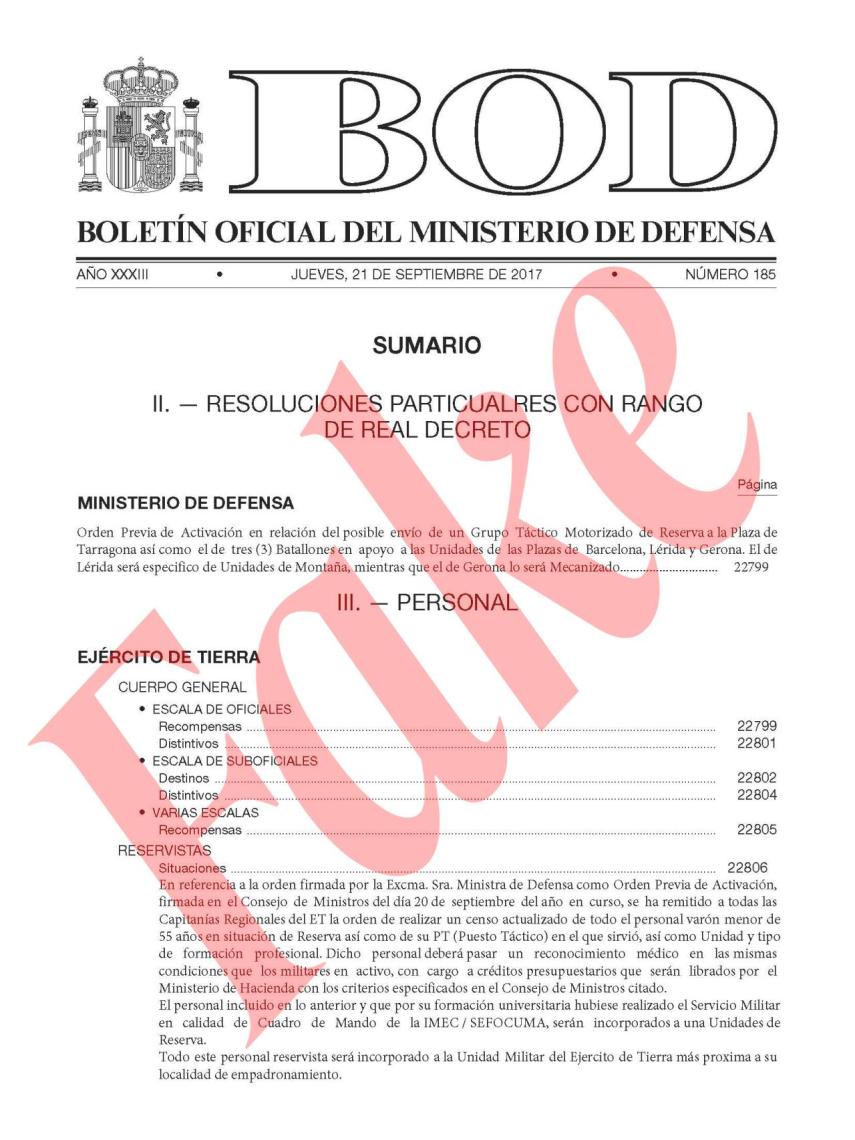 Documento falso del BOD.