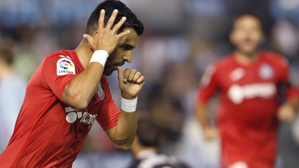 Ángel Rodríguez celebrando el gol decisivo ante el Celta.