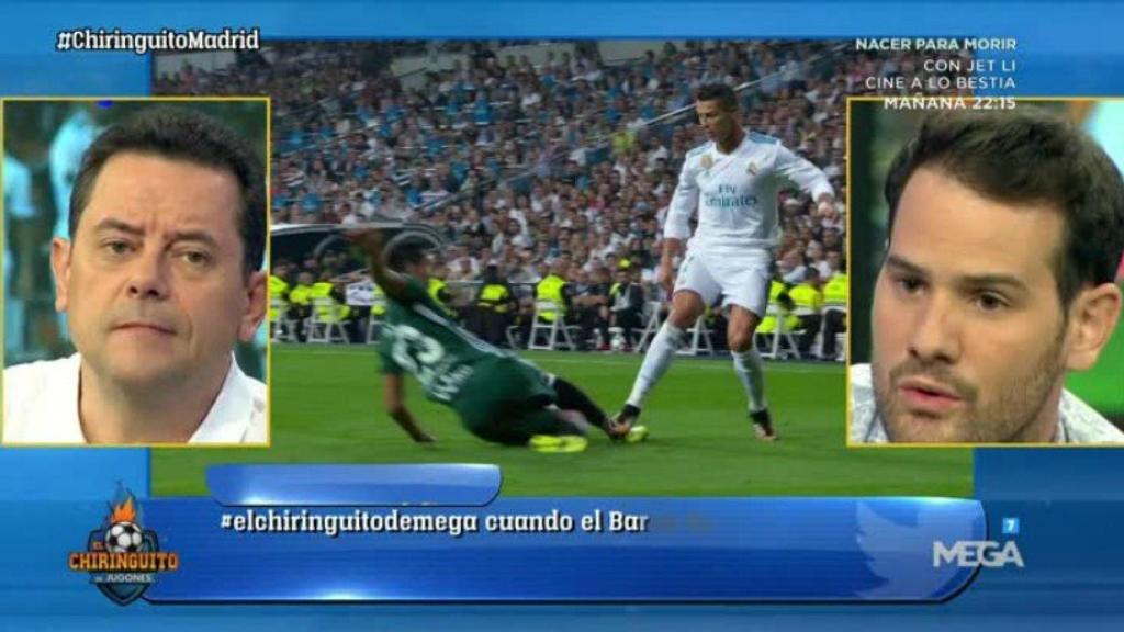 Roncero y Quim Domènech, en El Chiringuito. Foto: Twitter (elchiringuitotv)