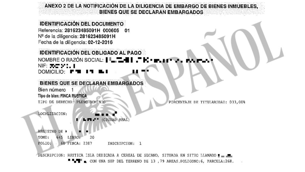 Detalle de la notificación enviada por el Ministerio de Hacienda al deudor.