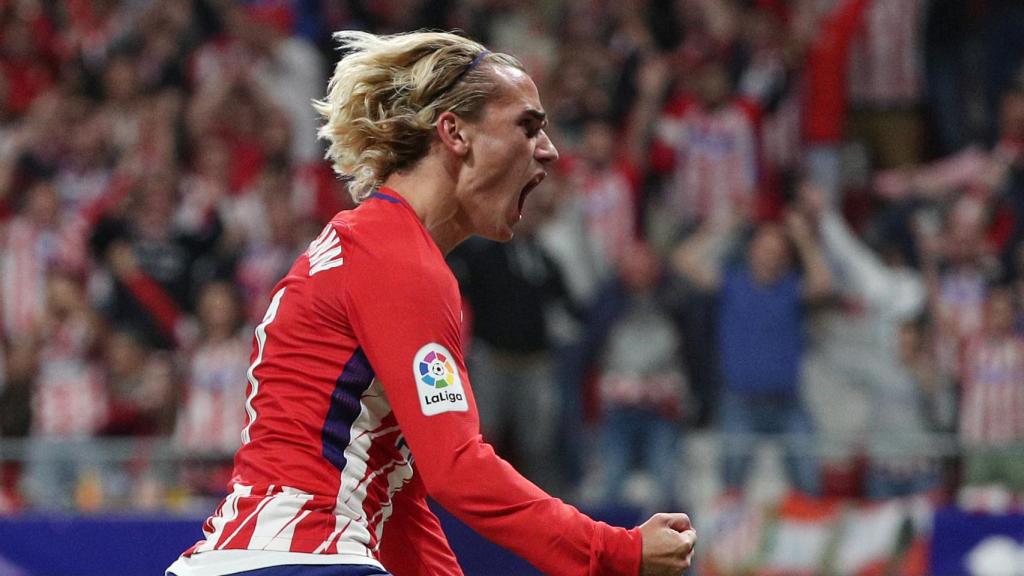 Griezmann celebra su gol en el Metropolitano.