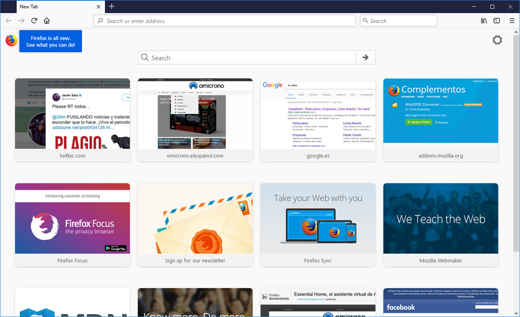 mozilla firefox quantum pagina inicio