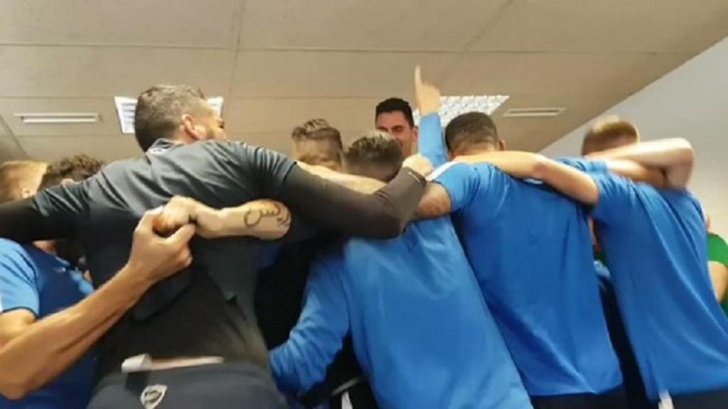 Los jugadores del Fuenlabrada celebran el emparejamiento con el Real Madrid Foto: Twitter (@MatyFenoy)
