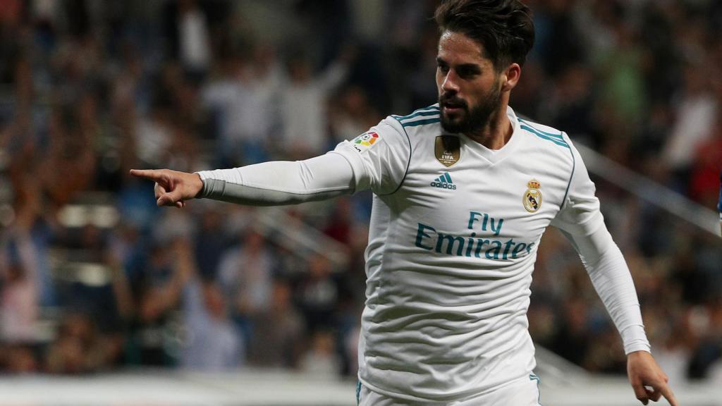 Isco en la celebración de uno de sus dos goles ante el Espanyol.