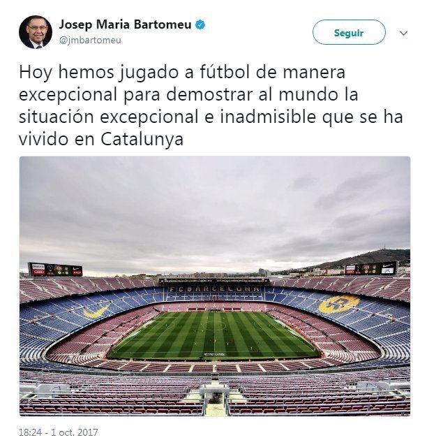 Bartomeu apoya el Referéndum y reta a LaLiga