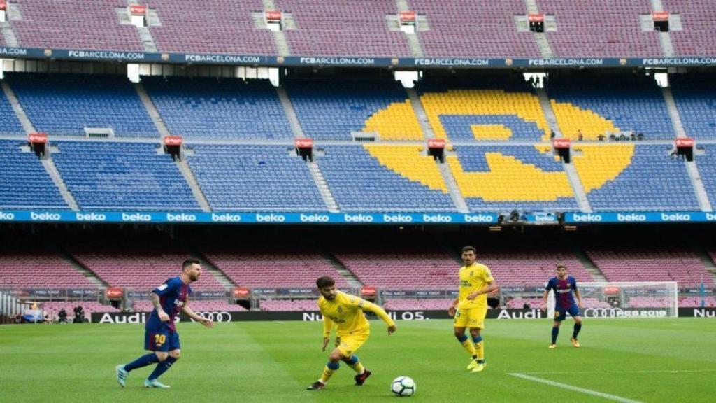 Barça - Las Palmas, a puerta vacía. Foto: Twitter (@elchiringuitotv)