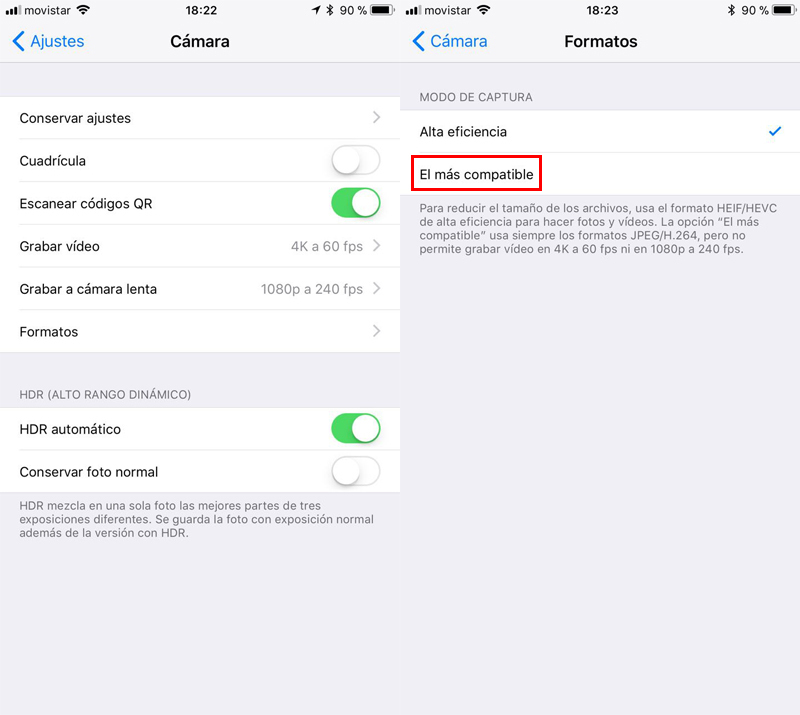 ajustes camara ios iphone 8 plus