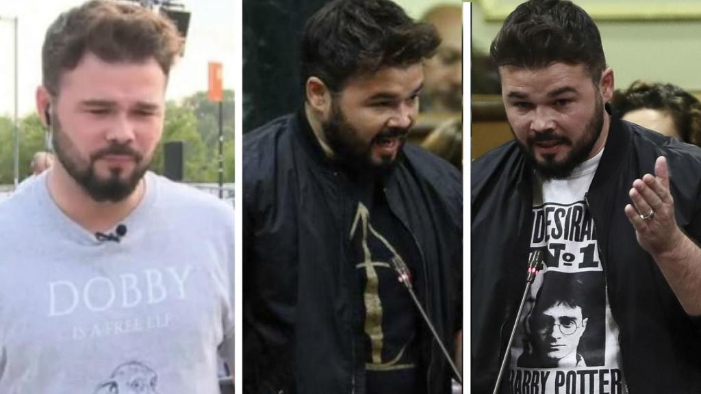 Rufián con sus crípticas camisetas.