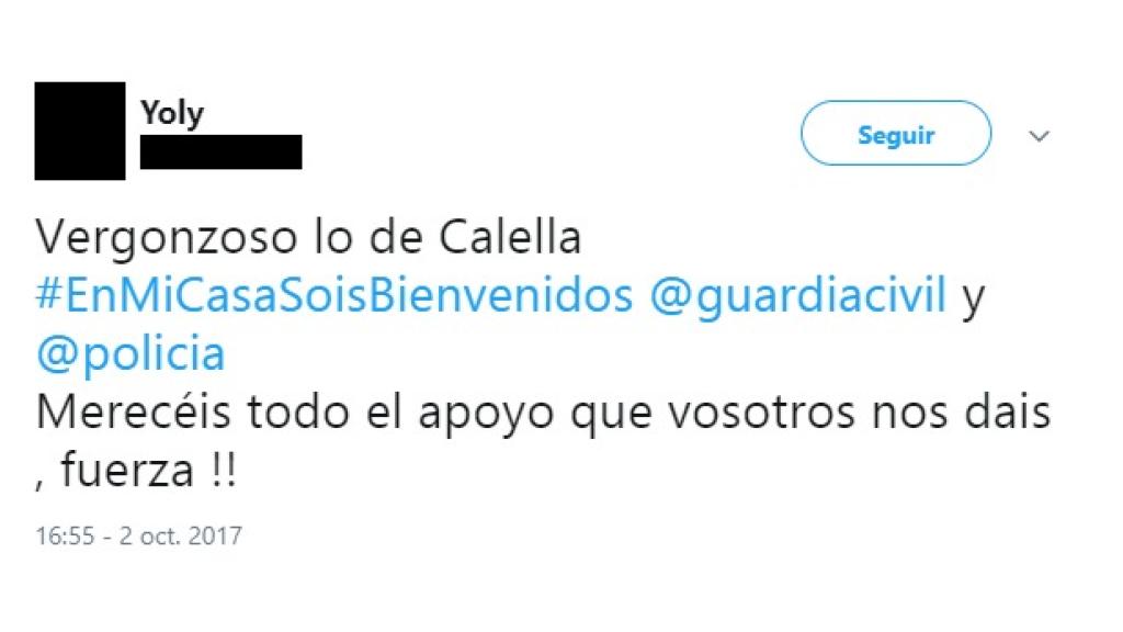 Tuit compartido por Yoly ofreciendo alojamiento en su casa.