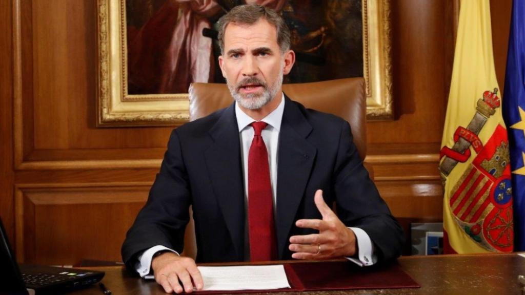 El rey Felipe VI en su mensaje para valorar la situación en Cataluña en 2017