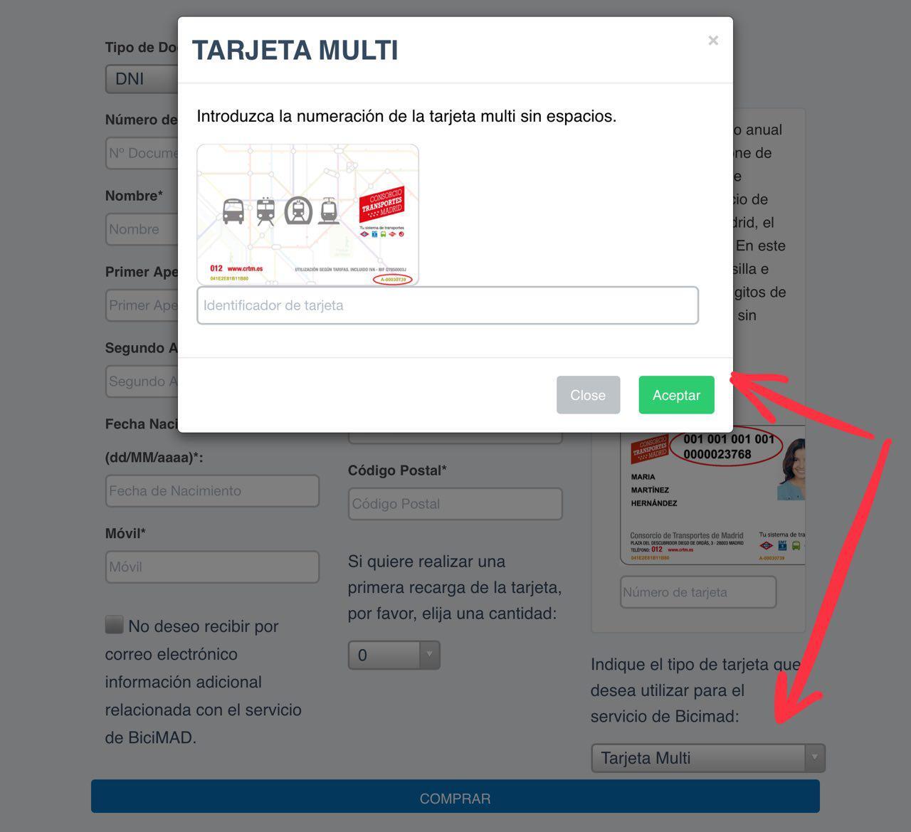 tarjeta multi bicimad