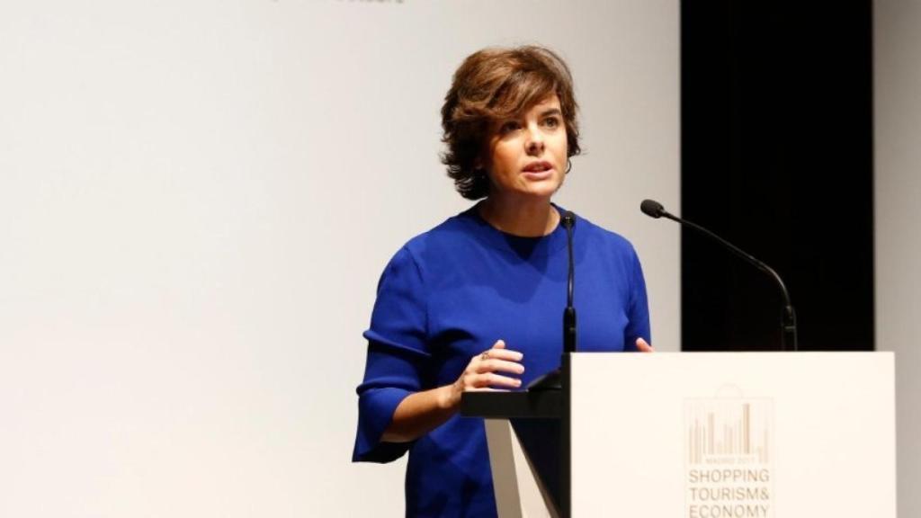 Sáenz de Santamaría durante un evento. Foto: Twitter (@sorayapp).