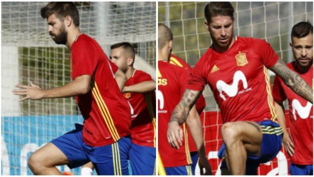 Piqué y Ramos con la Selección