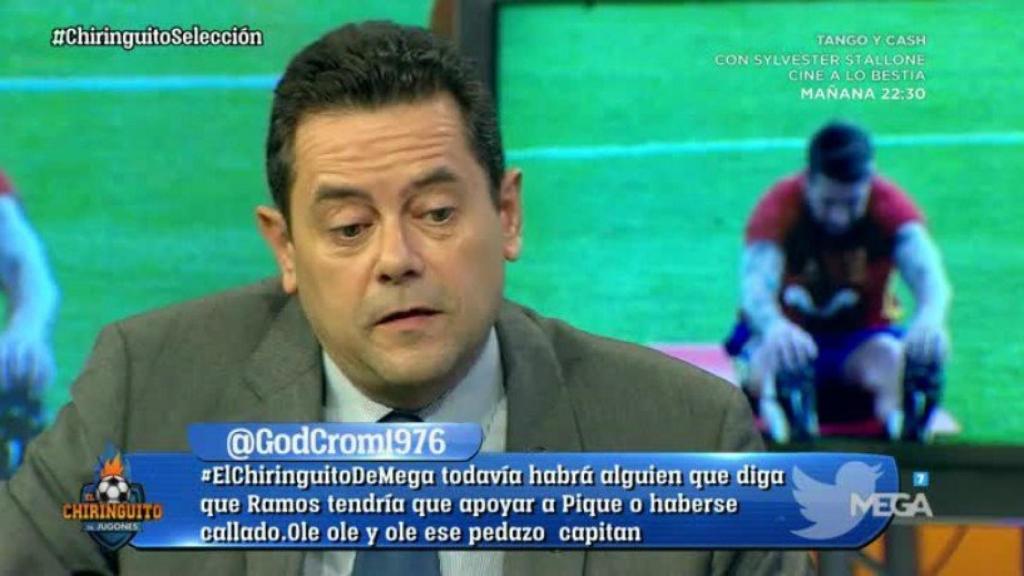 Tomás Roncero en El Chiringuito. Foto Twitter (@elchiringuitotv)