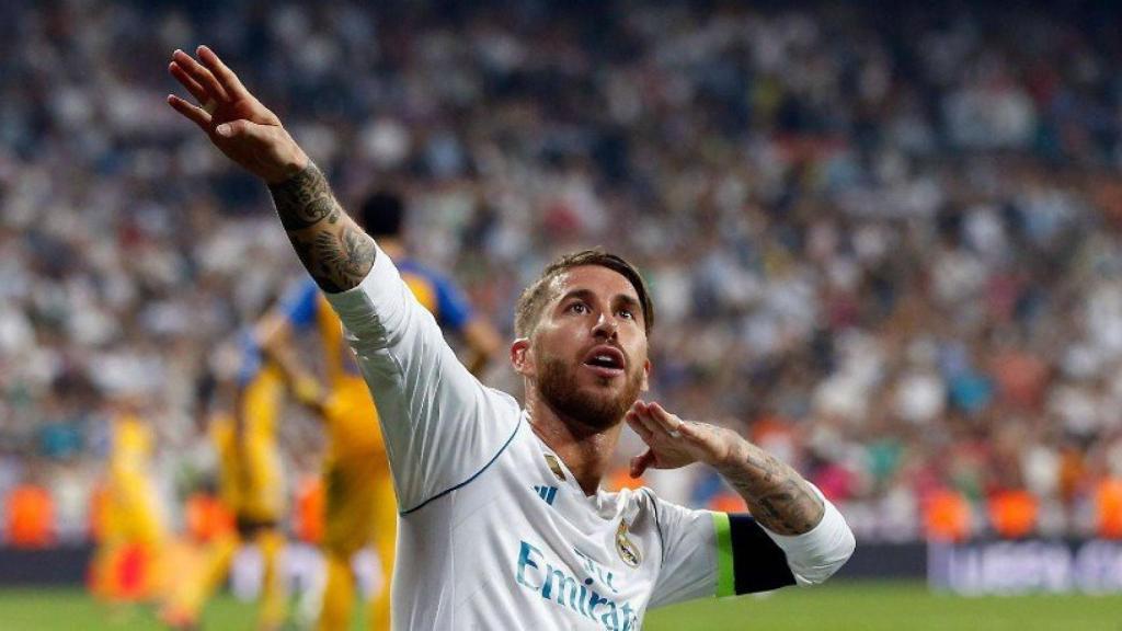 Celebración del gol de Ramos