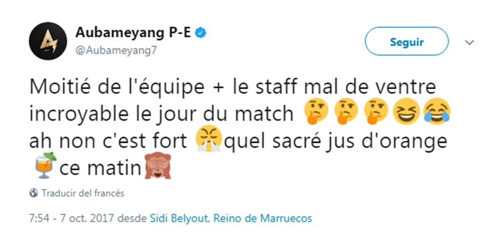 Tweet de Aubameyang