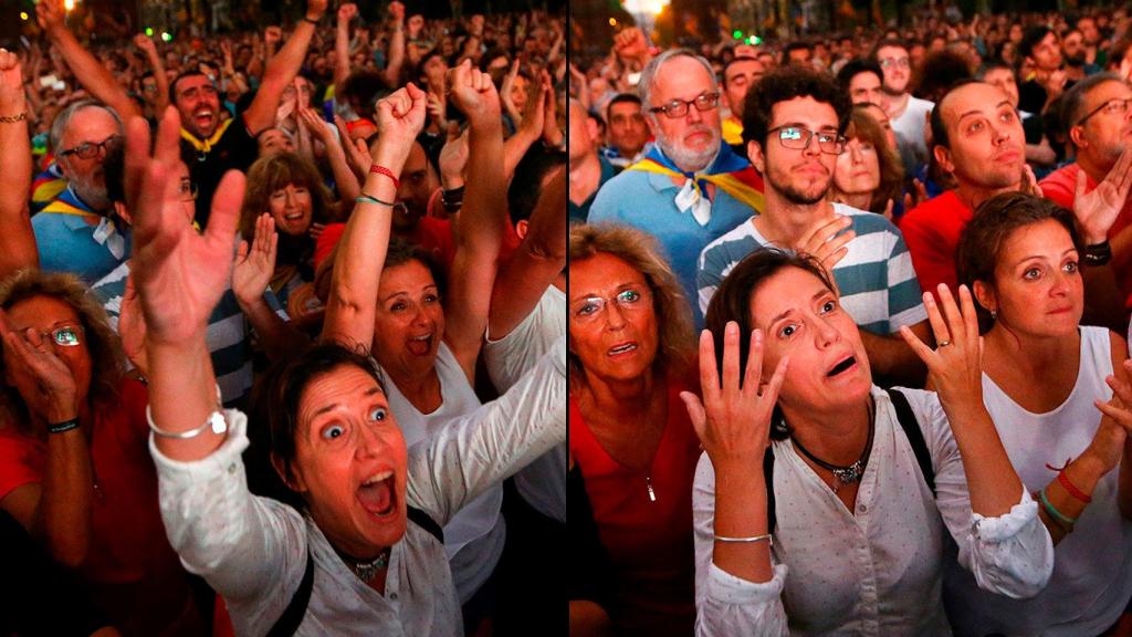 Los dos momentos clave de la intervención de Puigdemont, en el paseo de Lluis Companys.