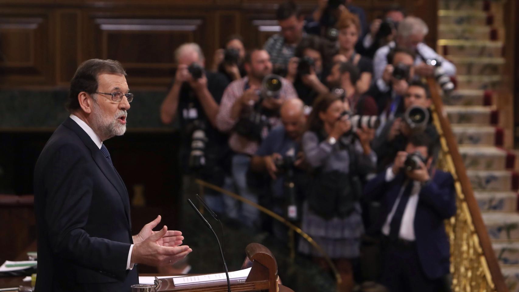 El presidente del Gobierno, Mariano Rajoy, este miércoles en el Congreso.