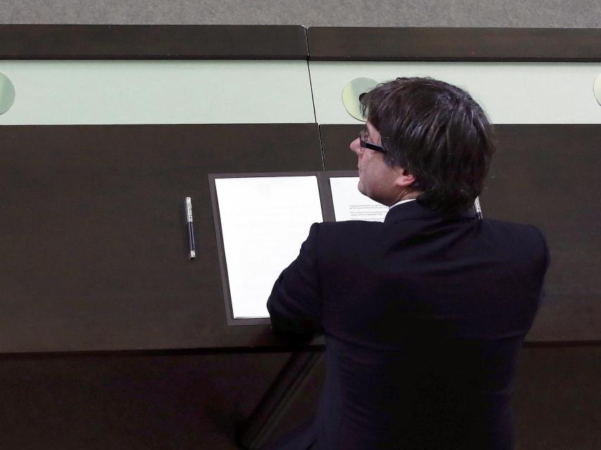El presidente de la Generalitat, Carles Puigdemont, el martes en el Parlament.
