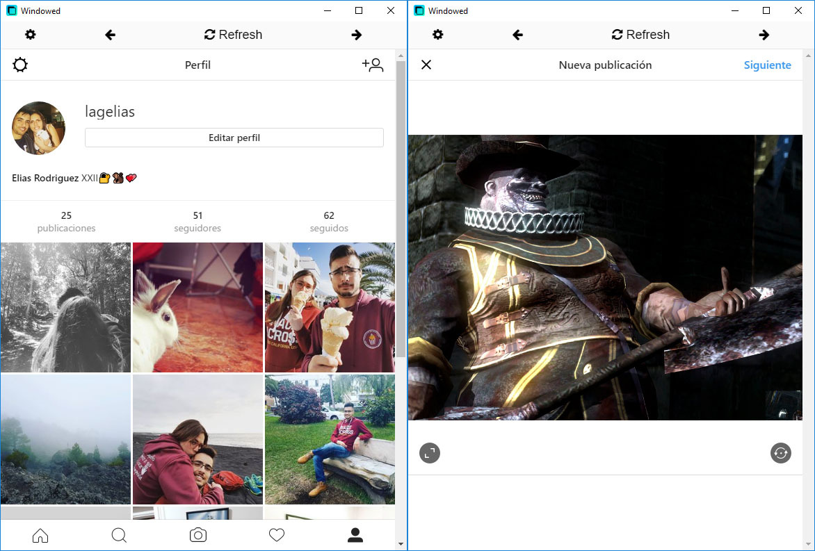 windowed instagram ordenador