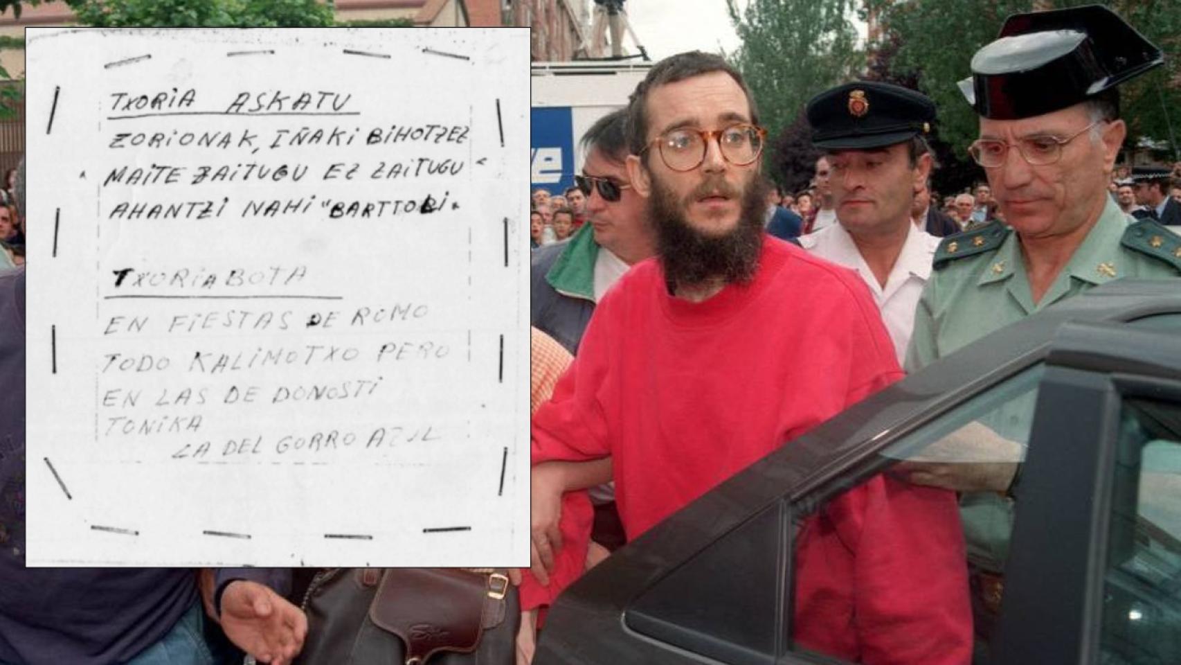 Mensajes con los que la dirección de ETA se iba a comunicar con Bolinaga y sus compinches: el primero, para la liberación de Ortega (Liberad al pájaro; felicidades, Iñaki, te queremos de corazón, no te queremos olvidar, Barttoli), el segundo para sentenciarlo a muerte (Disparad al pájaro).