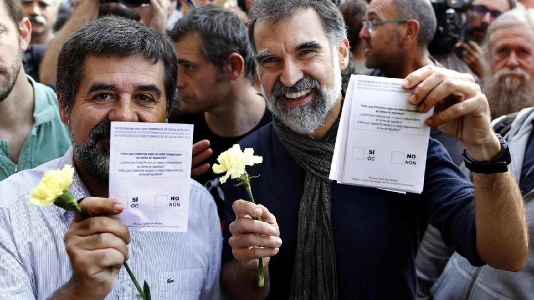 Jordi Sánchez y Jordi Cuixart controlan las plataformas que organizan las movilizaciones independentistas.