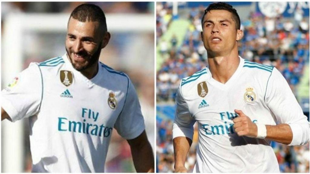 Benzema y Cristiano Ronaldo ante el Getafe