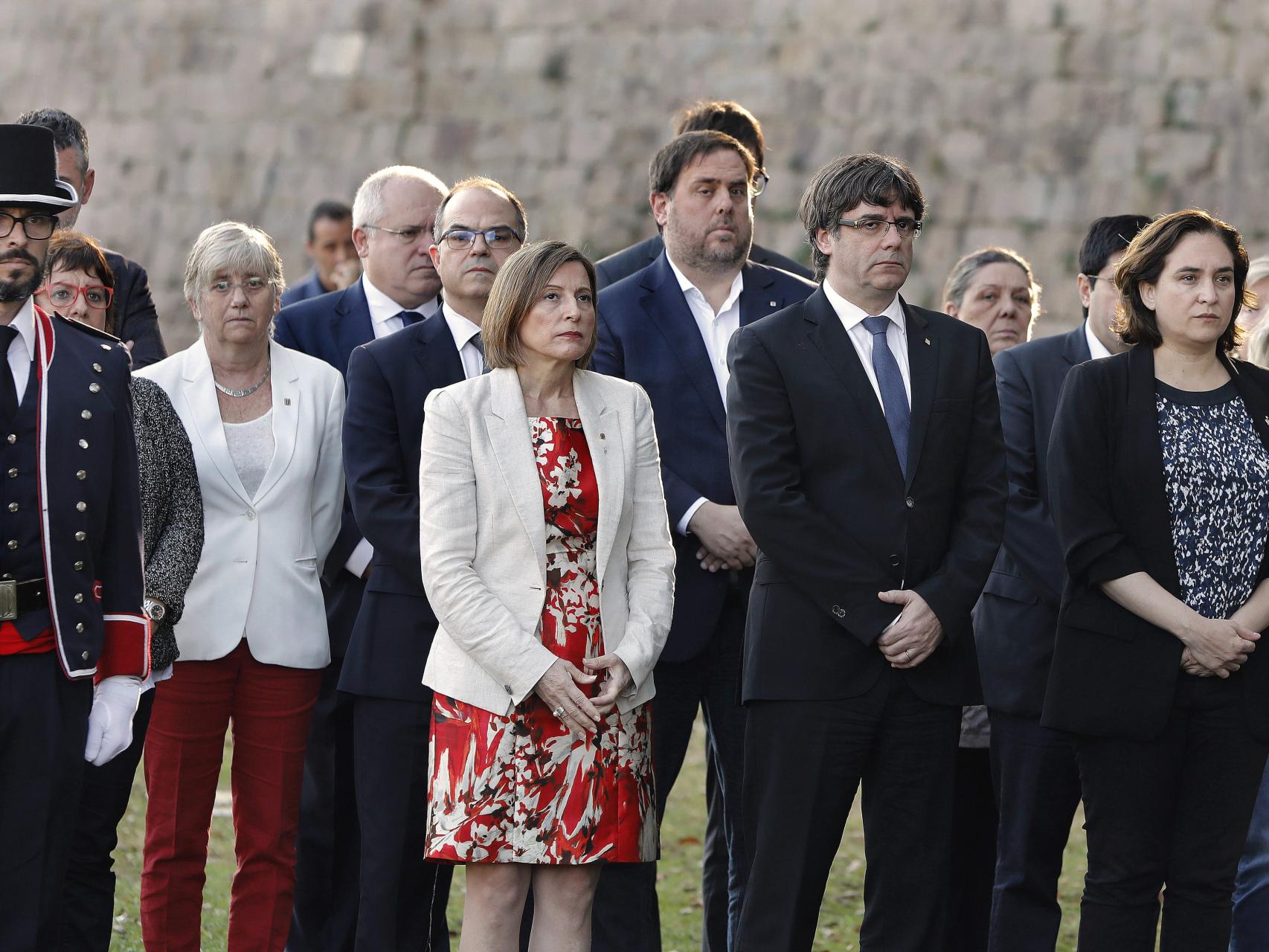 Forcadell, Puigdemont, Junqueras y Colau este domingo en Barcelona.